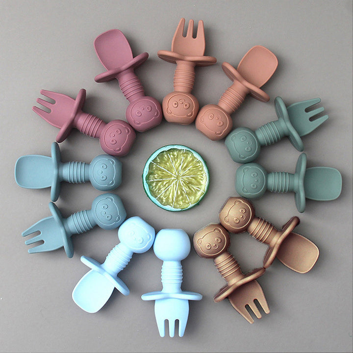 Silicone Baby Fork and Spoon Set (2pcs)