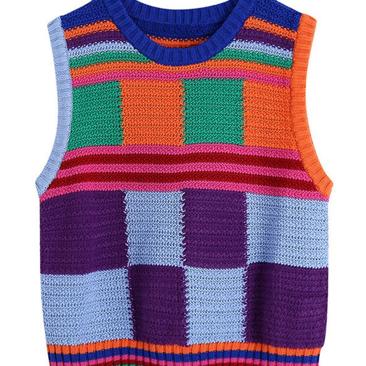 Knitted Contrast Color Crop Tank Top and Shorts