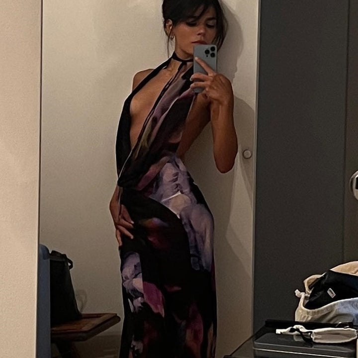 Backless Maxi Dress Sexy Purple