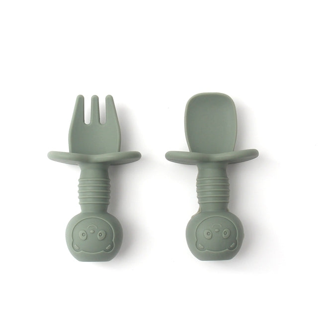 Silicone Baby Fork and Spoon Set (2pcs)