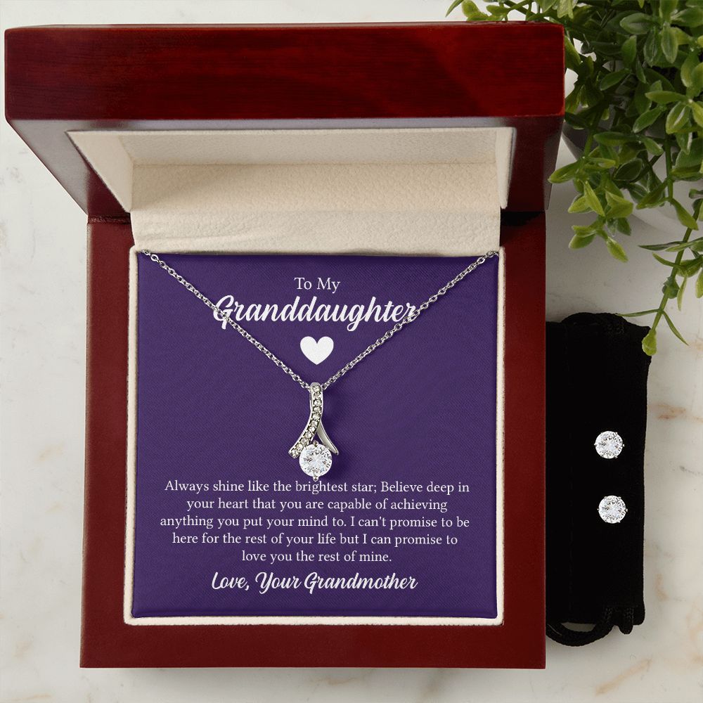 Alluring Beauty Necklace and Cubic Zirconia Earring Set - For Granddaughter From Grandmother