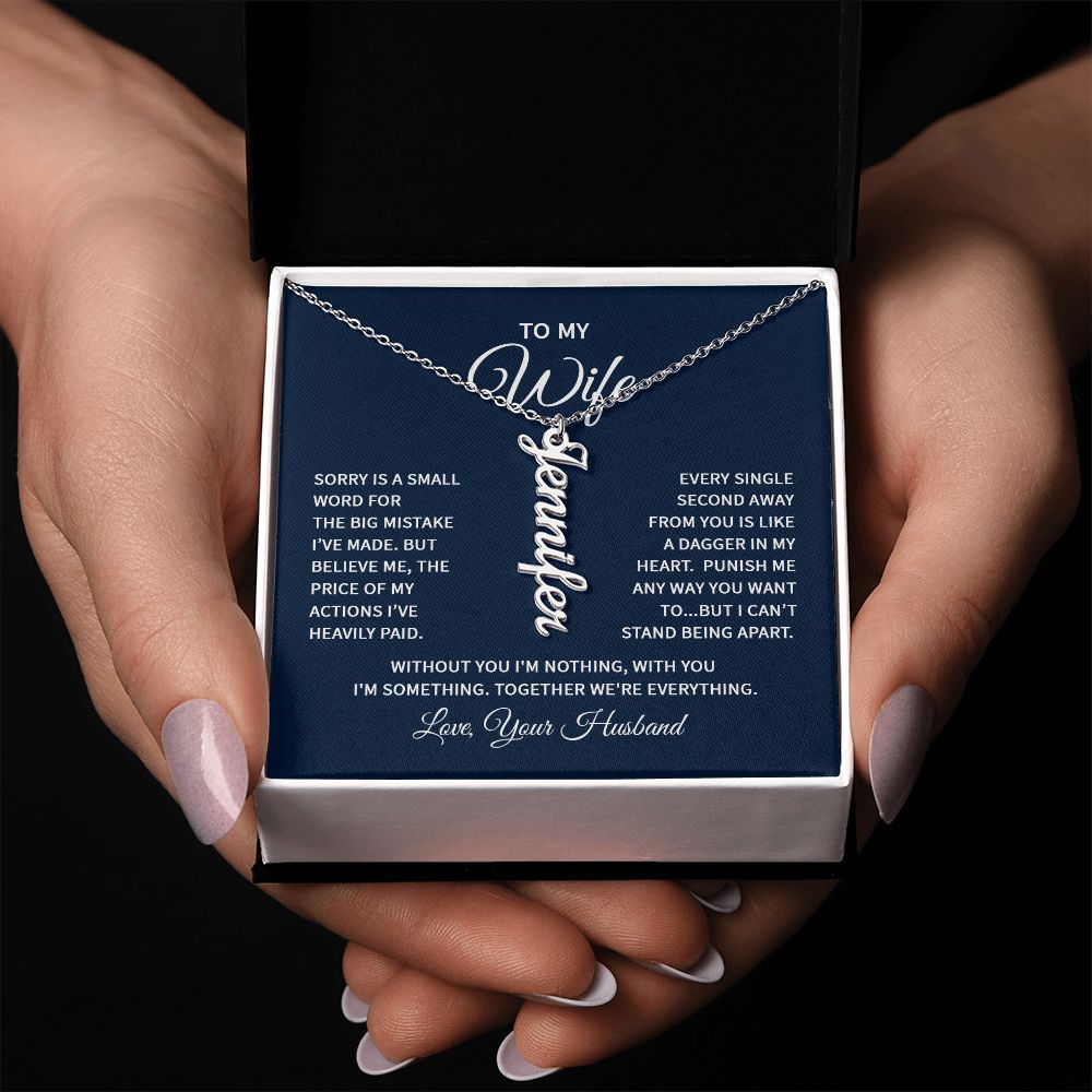 Vertical Name Necklace - For Wife From Husband