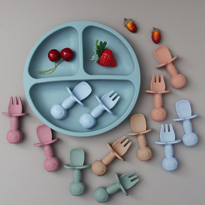 Silicone Baby Fork and Spoon Set (2pcs)